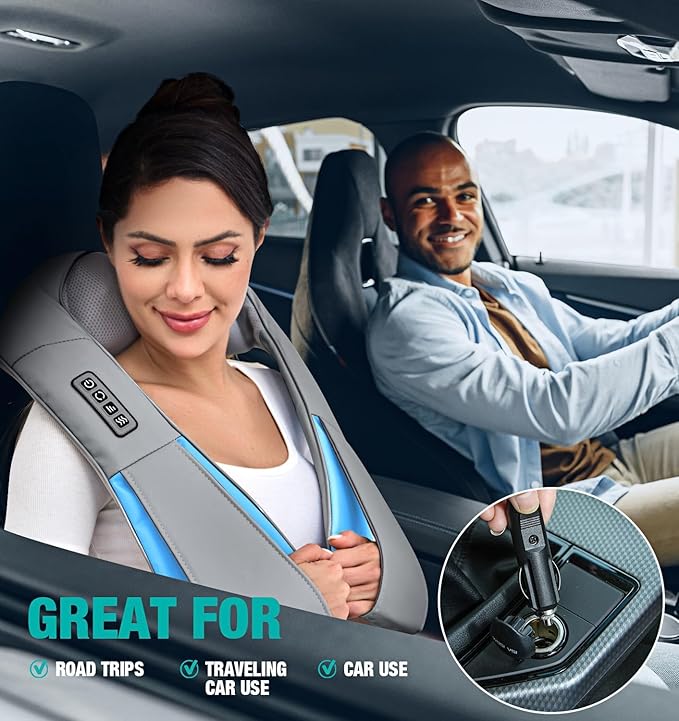 Shiatsu Neck and Back Massager with Heat Deep Tissue 4D Kneading Massage Pillow for Neck Back Shoulder Leg Body Muscle Pain Relief Use at Home Office Car