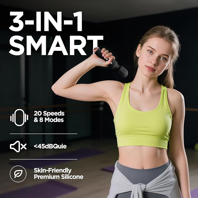 Personal Massager - 4H Max Runtime &amp Ultra-Quiet - Waterproof - 20 Modes 8 Speeds for Deep Tissue Back Massage Post-Workout Recovery and Neck Muscle Relaxation（LX-Blcak）