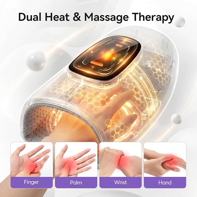 vrenmol Hand Massager: Pro-Grade Hand Massager with Heat and Compression Dual-Effect Massage Tools Rechargeable Wrist Massager Home Gift for Men Women