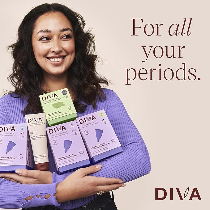 DIVA Cup Model 1 &amp Pouch - Medical Grade Silicone Cup for Period Care - Reusable Menstrual Cup - Up to 12 Hours of Wear - Model 1 (for Medium to Heavy Flow) Plus Retro DivaPouch