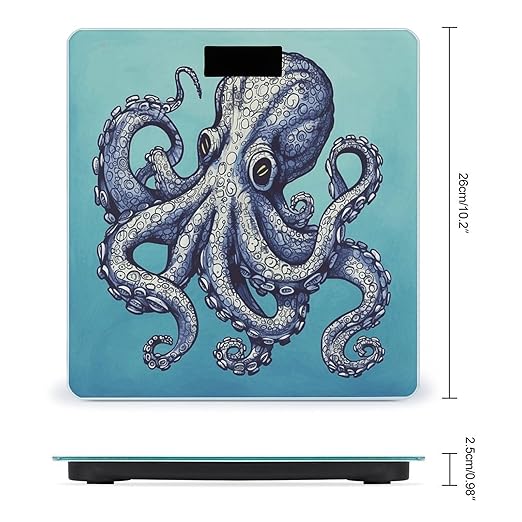 Octopus DesignScale for Body Weight with LCD High Precision Weighing Scales Fashion Sturdy Tempered Glass Weight Scales Easy-to-Read Digital Bathroom Scale for Daily 400lb