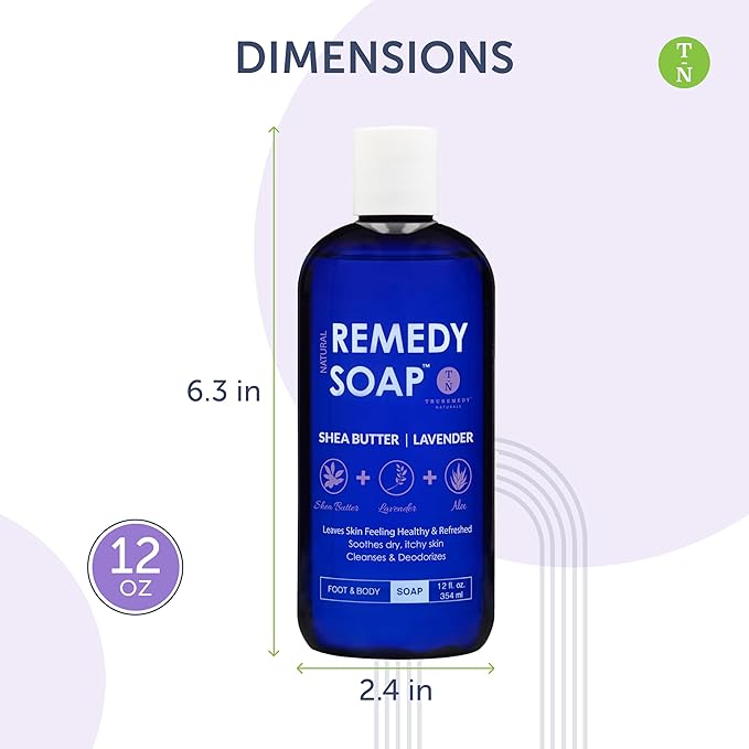 Truremedy Naturals Body Wash 2-pack (12 oz Each) Natural Antifungal Shower Gels - Tea Tree &amp Peppermint and Lavender