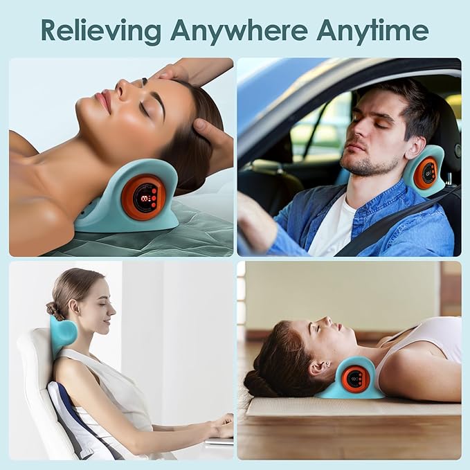 Neck Massager with Cervical Traction Ergonomic Neck Pain Relief Device Portable Neck Relaxer for Home &amp Office Lightweight Neck Support Massager