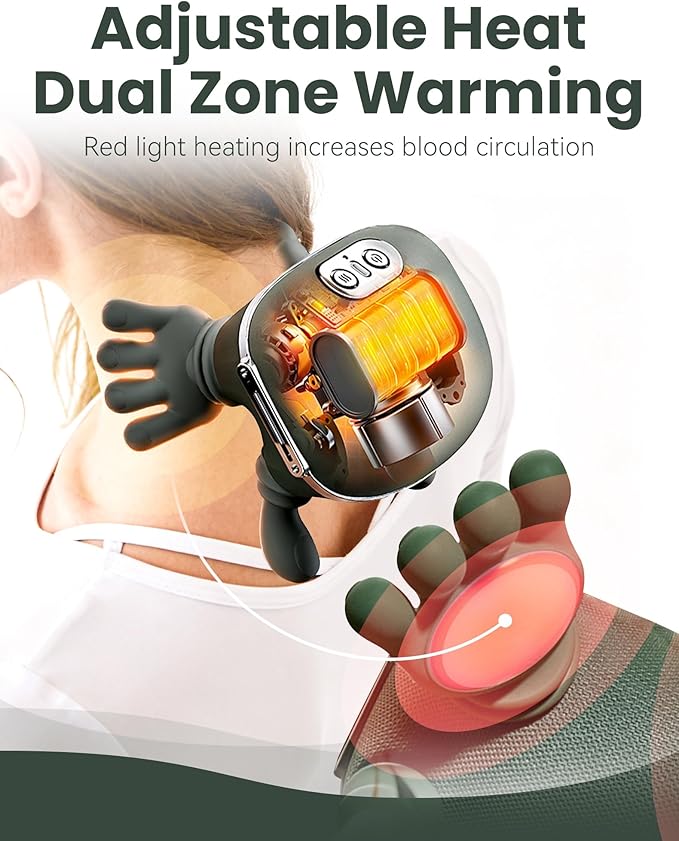 Neck and Back Massager Bionic Hand Design Portable Hand Massager 4d Shiatsu Deep Tissue Kneading for Shoulder Neck Back Legs Pain (1pc)