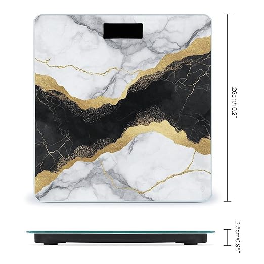 Digital Bathroom Weighing Scale Energy Saving Scale Smart Scale for Body Weight Gold Black and White Marble