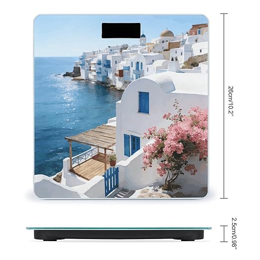 Flowers and The Sea Smart Scale for Body Weight Digital Bathroom Scale Toughened Glass Weight Scale with Large LCD Backlight Display High Precision Scales Weighing Machine