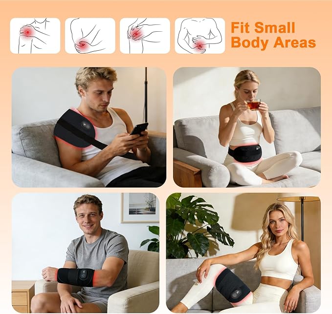 Cordless &amp Rechargeable Red Light Therapy Pad for Body Battery Powered 660nm &amp 850nm Light Therapy Belt with Heat Adjustable Straps for Back Waist Shoulder &amp Knee Portable Use Anywher