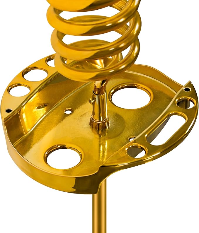 Hair Dryer StandTwisty Style Acrylic Top HolderHair Styling Appliances with Tray Two Spiral Holders and Heavy Base for Hair DryerFlat IronCurling StickHair StraightenerBrush (Golden)