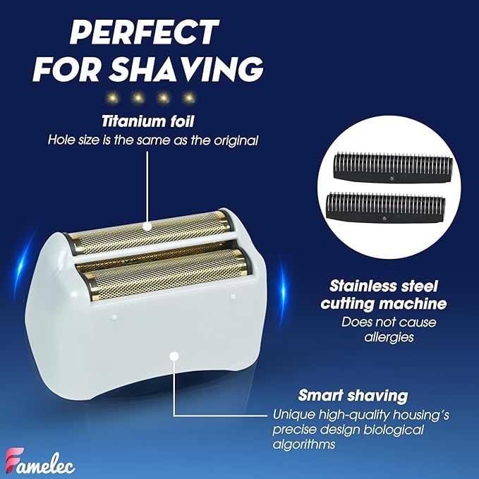 Pro Foil and Cutters for Andis Foil Shaver Models TS1 17150 17235 17220 TS2 17200 Razor Blades &amp Gold Foil Shaver Blades Compatible with Andis Shaver Foil Replacement #17155 17160 17280