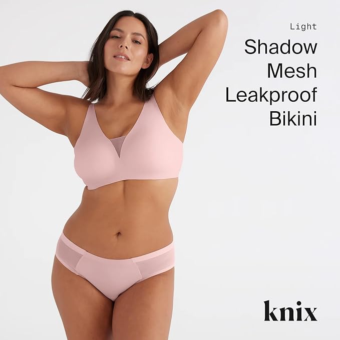 KNIX Women Leakproof Period Underwear No-Show Mesh Bikini – Light Flow Protection Absorbs 1–3 Regular Tampons