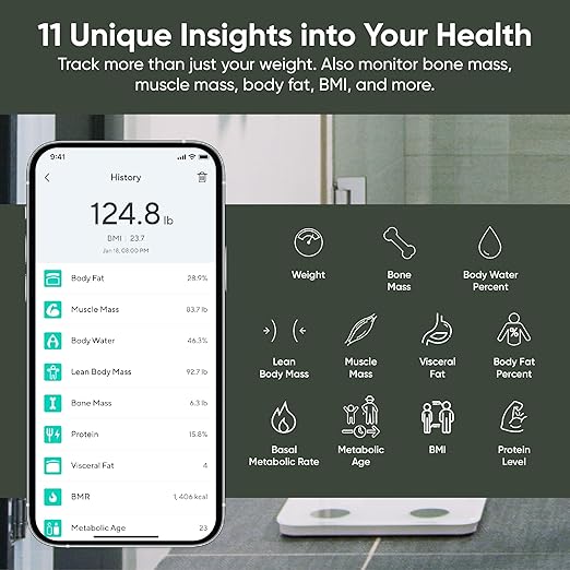 Wyze Scale S Scale for Body Weight Digital Bathroom Scale for Body Fat BMI Muscle Heart Rate Body Composition Analyzer with App Batteries Included Bluetooth 400 lb White