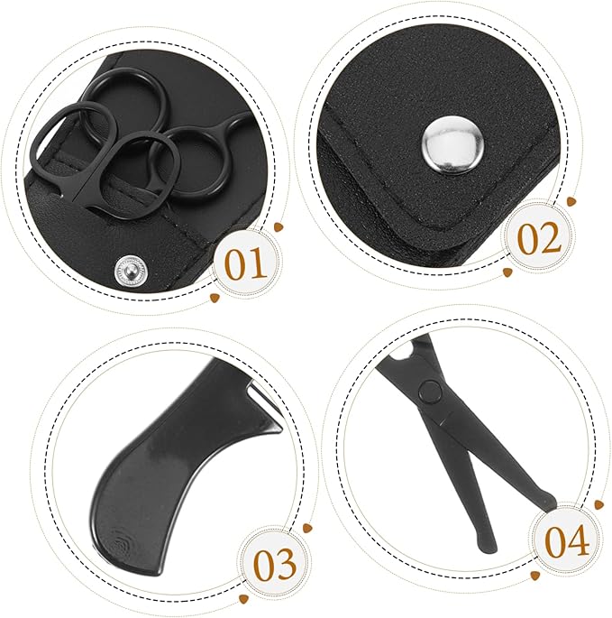 VICASKY 3sets Stainless Steel Trimming Scissors and Beard Shears Kit for Men Includes Comb and Storage Bag for Home Grooming and Barbershop Use