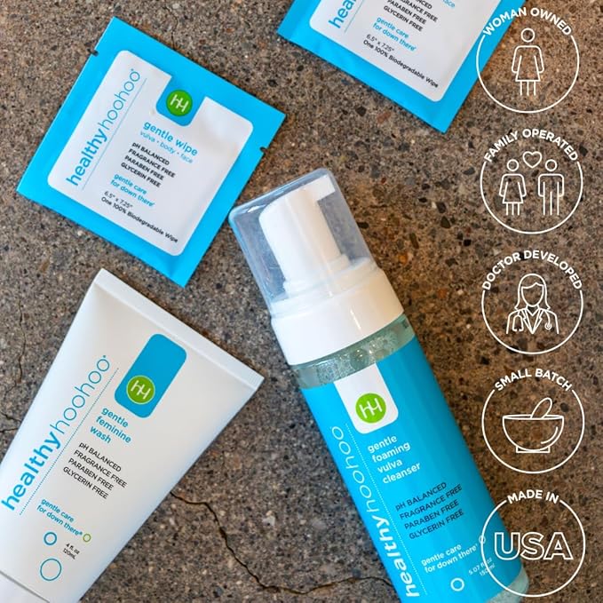 Gentle Care For Down There: Gentle Feminine Wash 100% Flushable Gentle Wipes Gentle Foaming Vulva Cleanser