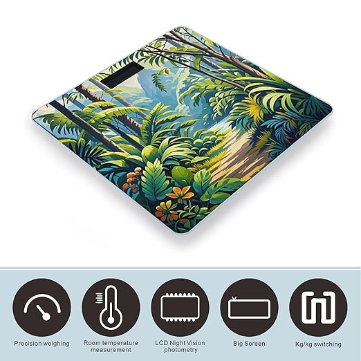 Tropical Jungle Painting Scale for Body Weight Smart Scales Digital Bathroom Scale High Precision Weighing Scales with Large Display Weighing Machine for People