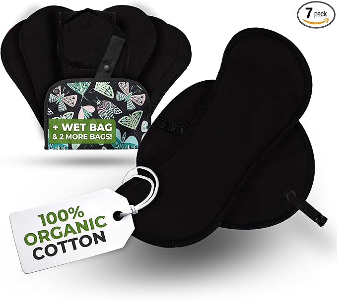 Organic Cotton Reusable Panty Liners for Women &amp Teens (Small 7-Pack) – 100% Breathable &amp High-Temp Washable Cloth Panty Liners for Vaginal Discharge only – Gentle on Skin Stay Fresh &amp Dr