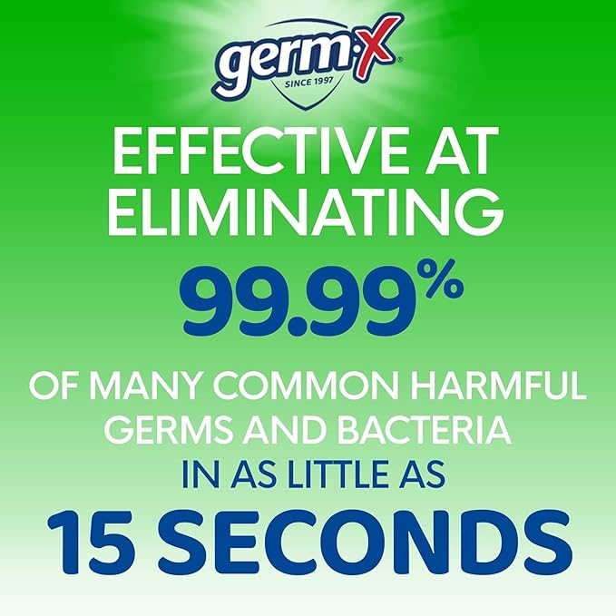 Germ-X Advanced Hand Sanitizer with Aloe and Vitamin E 1 Liter (Pack of 4) Less Drying Moisturizing Gel No Rinse Formula Pump Bottle
