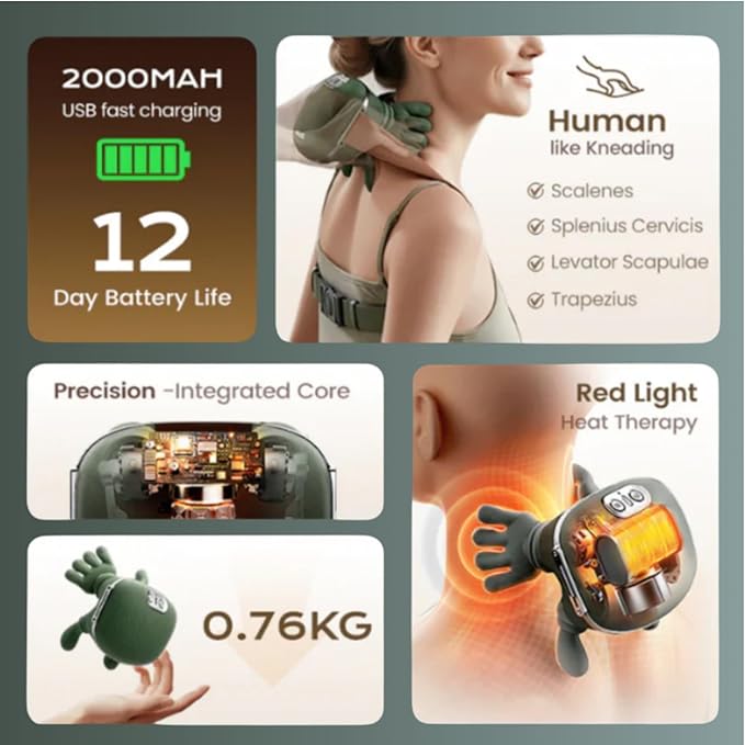 Bionic Heated Massager 2026 New Portable Neck and Back Massager Electric Deep Tissue 4D Kneading Massage for Shoulder Back Neck Leg