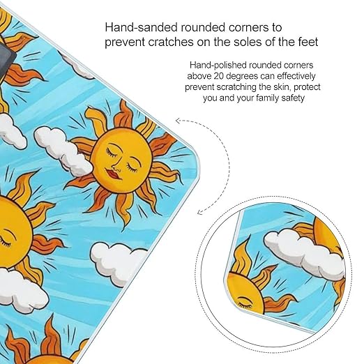 Automatic Switch Digital Bathroom Weighing Scale Smart Scale for Body Weight Hippie Boho Style Sun Art