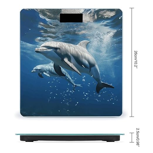Cute Dolphins Bathroom Scale Weight Scale for Body WeightHighly Accurate Digital Weighing Machine Clear LED Display Digital Bathroom Body Scale 400lb/182kg