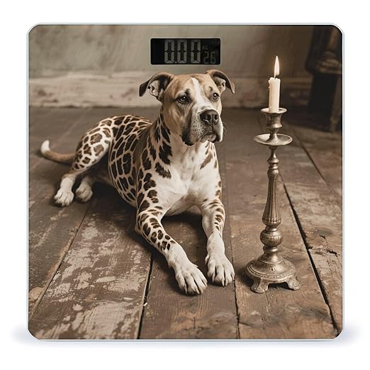 Animal Pit Bull Bathroom Scale for Body Weight Bathroom Digital Electronic Weighing Scale with Back Lit LED Display Sturdy Tempered Glass Weight Watchers Scales 400lb