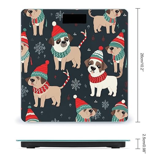 Merry Christmas DogScale for Body Weight with LCD High Precision Weighing Scales Fashion Sturdy Tempered Glass Weight Scales Easy-to-Read Digital Bathroom Scale for Daily 400lb