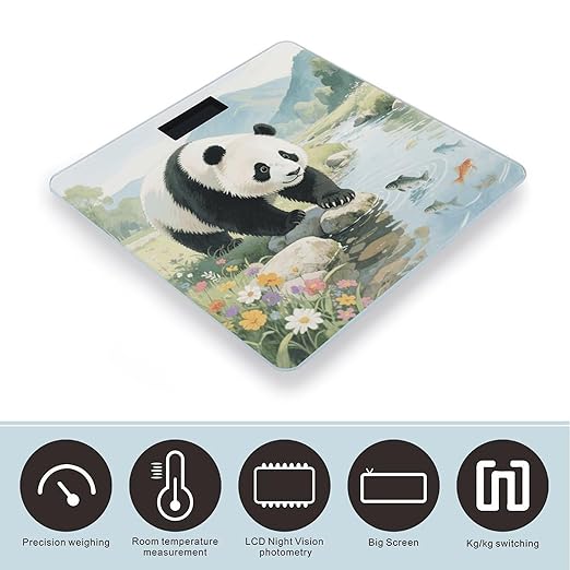 Panda Playful Fish Weight Scale Large Digital Bathroom Scales with Bright LED Display Non Slip Digital Scale and Step On Fashion Weighing Machine for Body
