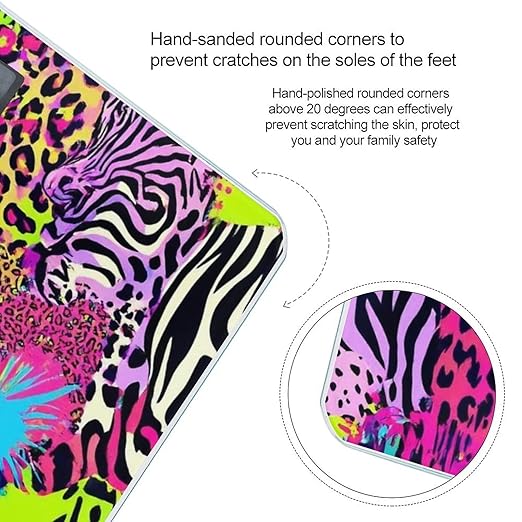 Women's Fashion Automatic Switch Digital Bathroom Weighing Scale Smart Scale Rainbow Animal Zebra Tiger Cheetah Leopard Print Splatter