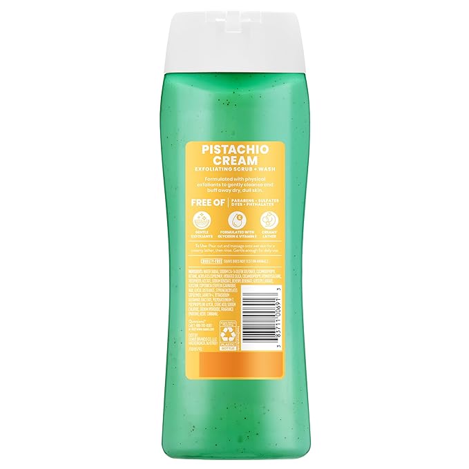 Suave Pistachio Cream Exfoliating Body Wash &amp Scrub with Glycerin &amp Vitamin E Sulfate-Free Hydrating Cleanser for Soft Smooth Skin 6 Count 18 FL OZ