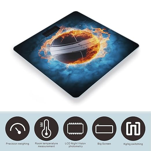 Ice and Fire Volleyball Scale for Body Weight Smart Scales Digital Bathroom Scale High Precision Weighing Scales with Large Display Weighing Machine for People