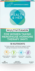 Health &amp Her Multivitamin for Women Taking Menopause Hormone Therapy (MHT/HRT) - Supplements for Women - Nutrition and Wellbeing Support - 1 Month Supply 60 Tablets - Vegan &amp Gluten Free