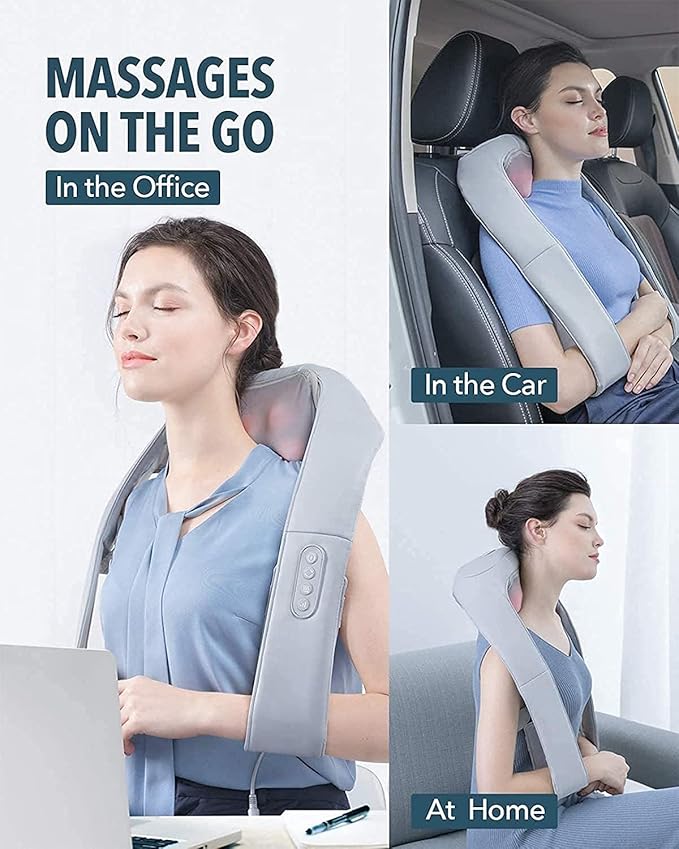 Shiatsu Back Massager Neck Massager with Adjustable Heat and Straps Deep Tissue Kneading for Shoulder Muscle Pain Relax Relief Christmas Gift