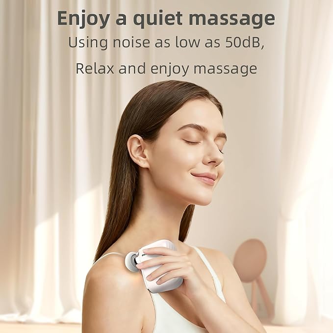 EK-Mi2 Portable Mini Massage Gun – Deep Tissue Muscle Massager for Body Neck &amp Shoulder Quiet Handheld Percussion Therapy Rechargeable Lightweight Professional Massager