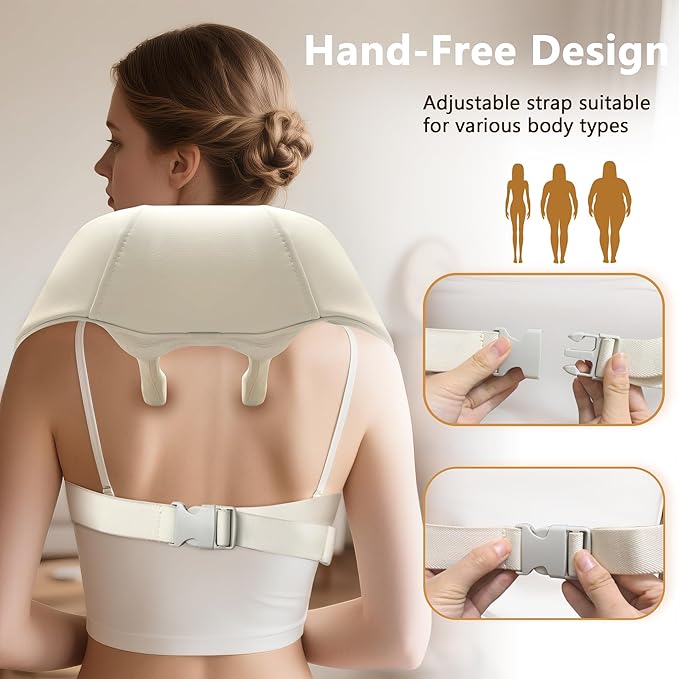 Joyset Neck Massager for Pain Relief Deep Tissue Cordless Neck Massager and Shoulder with Heat 6D Kneading Shiatsu Massage for Legs Body Chrismas Birthday Gift