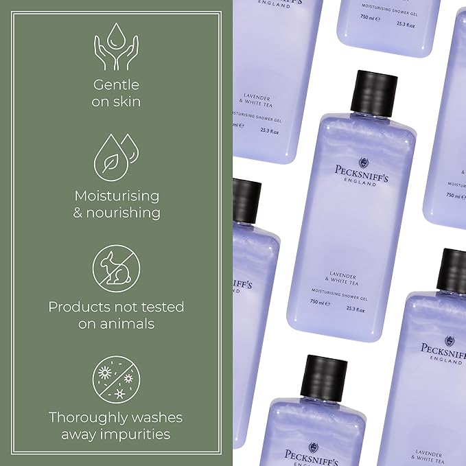 Pecksniff's Lavender &amp White Tea Moisturizing Shower Gel | 750ml / 25.36 Fl Oz