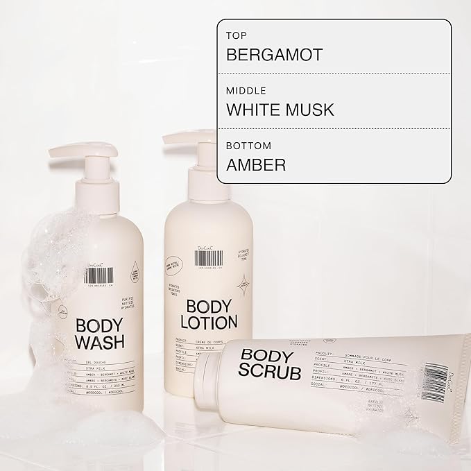 DedCool Body Wash | Xtra Milk | Shea Butter Aloe &amp Snow Mushroom | Hydrating Non-Toxic Vegan | Bergamot White Musk &amp Amber | 8.5 fl oz