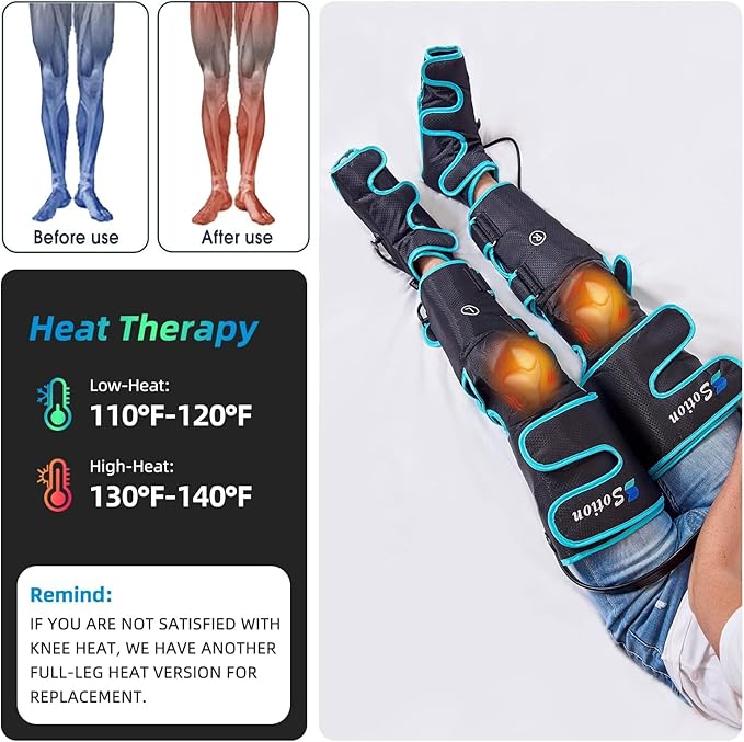 Leg Massager with Air Compression &amp Heat Calf &amp Foot Massager for Circulation and Pain Compression Boots with Video Wearing Guide Update Controller with 6 Modes &amp 3 Heating Levels Gift