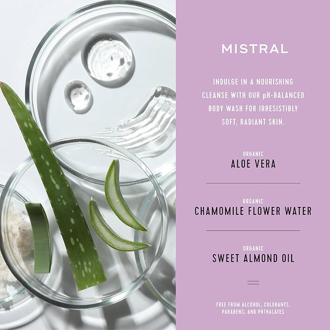 Mistral Flora Cassis Luxe Shower Gel - Body Wash for Women – Moisturizing Clean Body Wash with Aloe Vera Chamomile &amp Sweet Almond Oil | Paraben-Free Hydrating | Scented Shower Gel - 8.7 fl oz