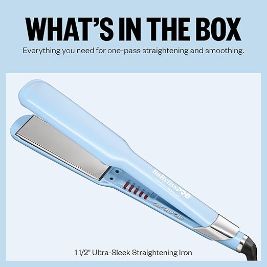 BaBylissPRO Nano Titanium 1 1/2 Ultra-Sleek Straightening Iron Flat Iron - Iced Blue