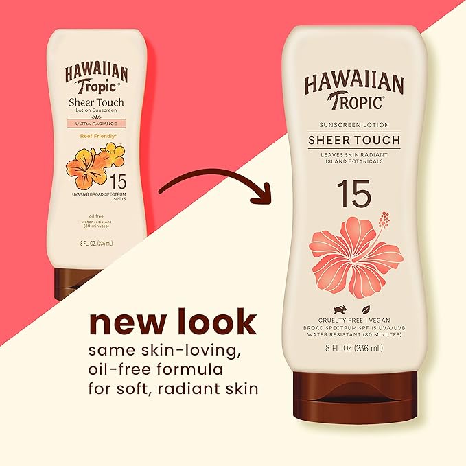 Hawaiian Tropic Weightless Hydration Clear Spray Sunscreen SPF 15 Twin Pack 6oz each &amp Sheer Touch Ultra Radiance Lotion Sunscreen SPF 15 8oz