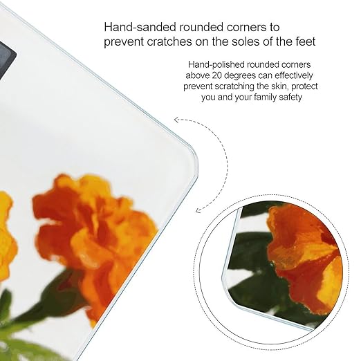 Marigold Orange Smart Scale for Body Weight Digital Bathroom Scale Toughened Glass Weight Scale with Large LCD Backlight Display High Precision Scales Weighing Machine