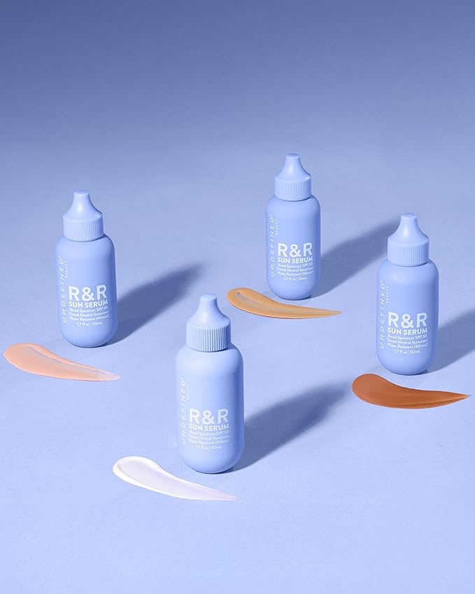 Undefined R&ampR Sun Serum SPF 50 PA++++ Mineral Sunscreen with Niacinamide Water Resistant Broad Spectrum Protection &amp Blue Light Defense (Light Tint)