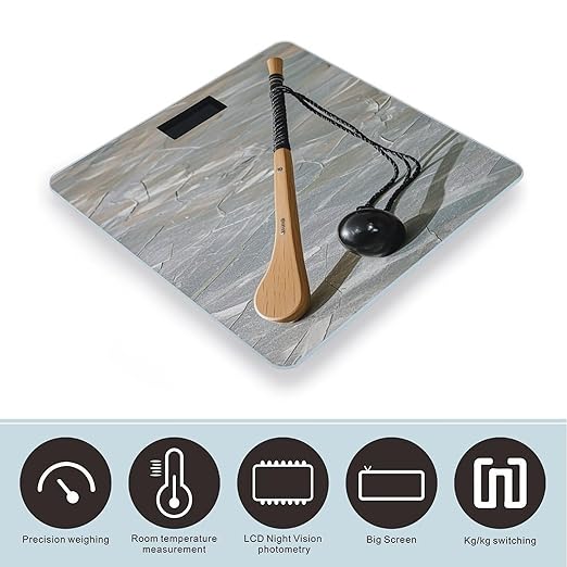 Hockey Stick Bathroom Scale for Body Weight Bathroom Weighing Scales with Back Lit LED Display Sturdy Tempered Glass Body Weight Bathroom Scale 400lb Weighing