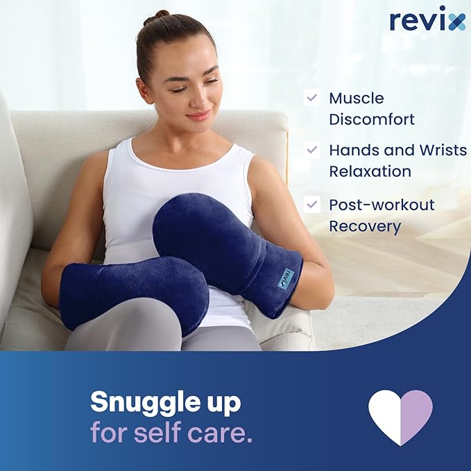 REVIX Microwavable Therapy Mittens for Hands and Fingers Moist Heat Hand Warmers Gloves Natural Unscented Heating Mitts (1 Pair)