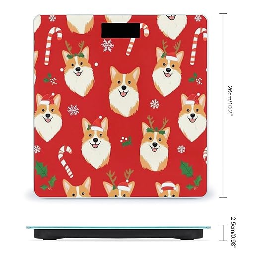 Energy Saving Scale Bathroom Weighing Scale Smart Scale for Body Weight Digital Corgi Dogs Christmas Red