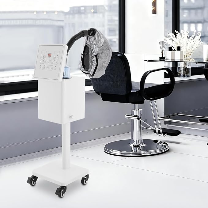 Nano Hair Steamer 1600W Professional Micro-Mist Hair Steamer for Deep Hair Care Standing Hair Steamer Temperature Mist Intensity Adjustable for Hair Repair Salon Spa (White)