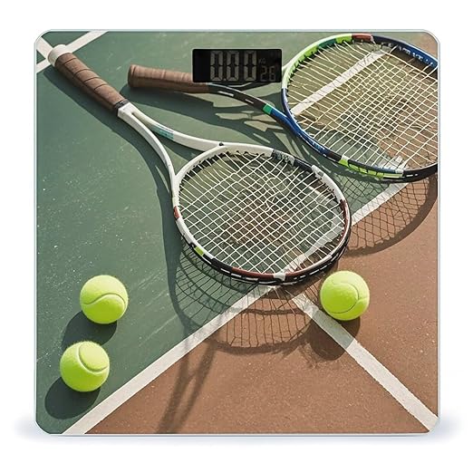 Tennis Racquets and Tennis Balls Scale for Body Weight Highly Accurate Digital Bathroom Body Scale Digital Bathroom Scales for People Anti-Slip Large LCD Display Smart Scales