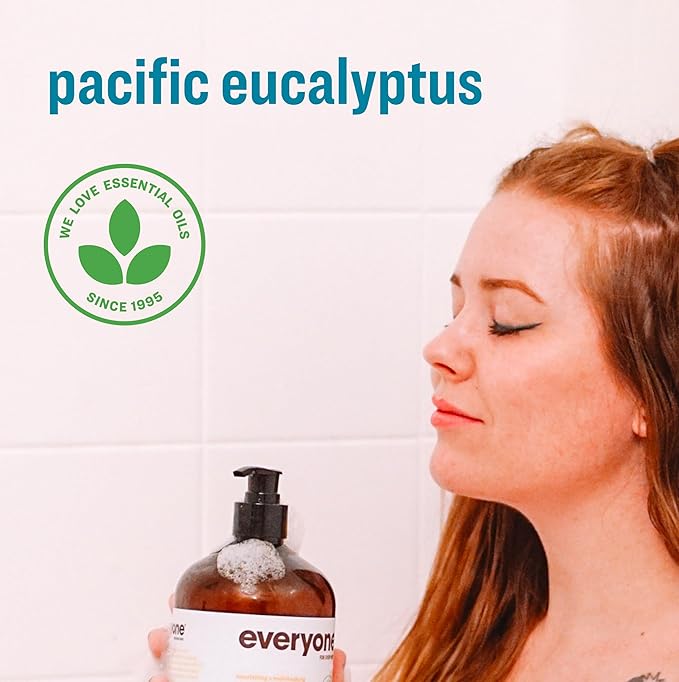 Everyone 3-in-1 Soap Body Wash Bubble Bath Shampoo 32 Ounce (Pack of 2) Pacific Eucalyptus made with Essential Oils for Men and Women