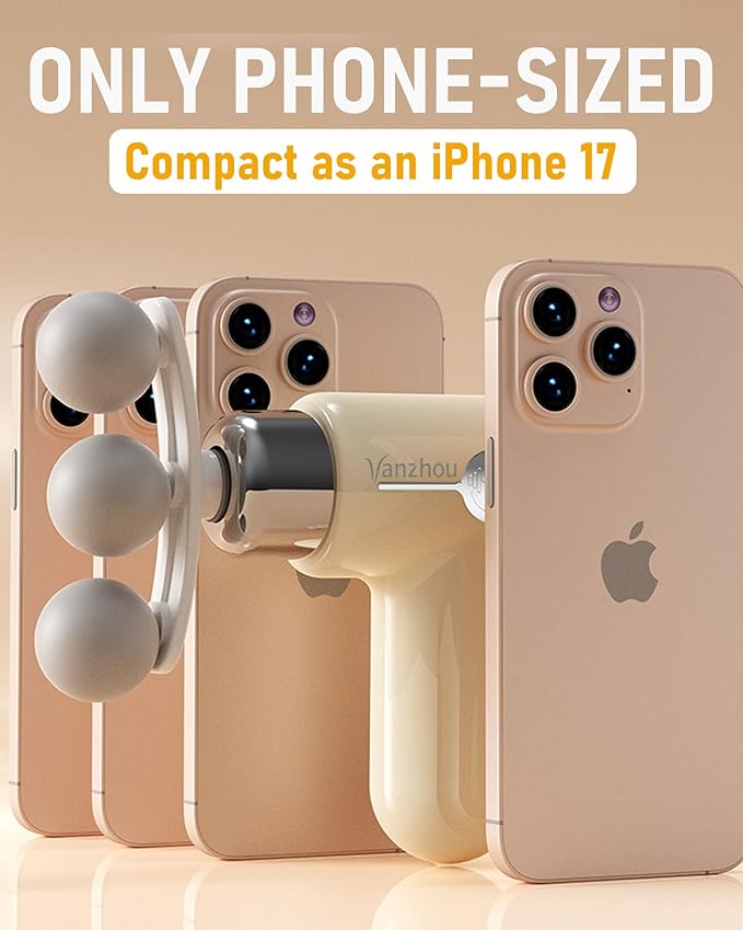Mini Massage Gun Deep Tissue Portable Handheld Massage Gun for Muscle Recovery Quiet Percussion Massager with 9 Heads Lightweight USB-C Rechargeable Massage Gun for Travel Gym &amp Office