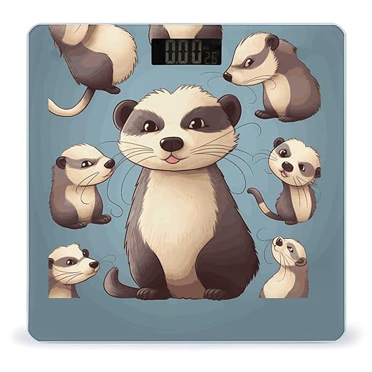 Hairy Ferret Digital Bathroom Scale Fashion Unique Weight Scale BMI Anti-Slip Precision Weighing Scales Suitable for Home Bedrooms Use and Gift