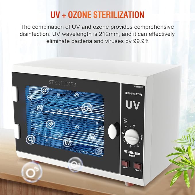 UV Sanitizer Cabinet. Dual Lamp UV Light Sanitizer Box with Timer Setting Suitable for Cleaning of Various Items